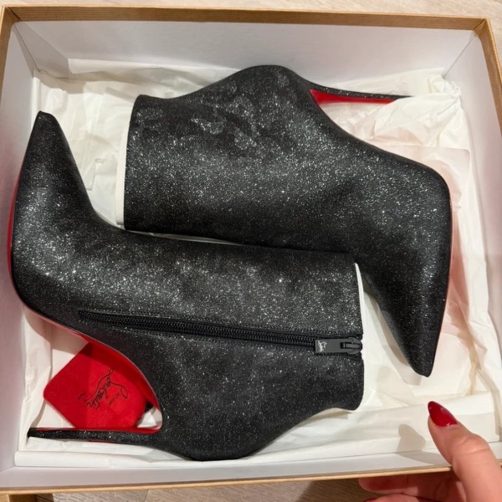 Christian Louboutin Sparkling Black Heeled Boots